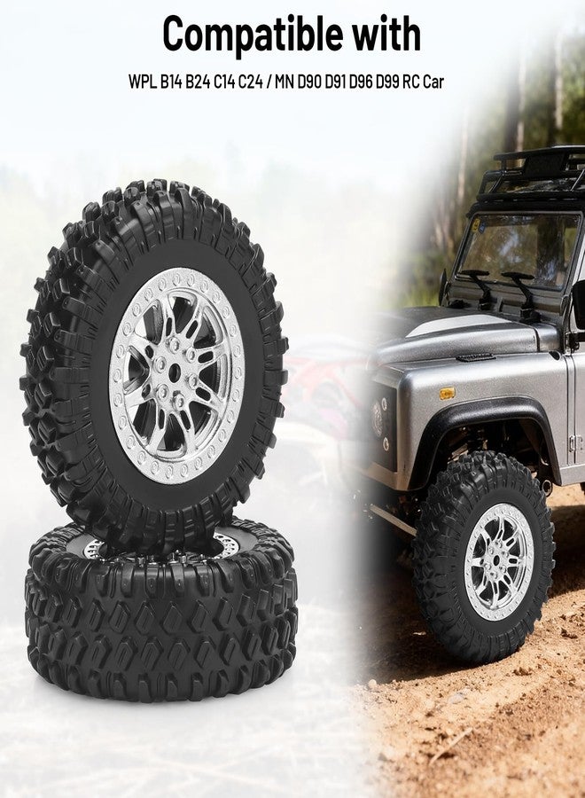 daitoku 1/12 RC Car Tires and Wheels, daitoku RC Rubber Tires for 1/12 WPL B14 B24 C14 C24 MN D90 D91 D96 D99 - Style B (Silver) - Image 3